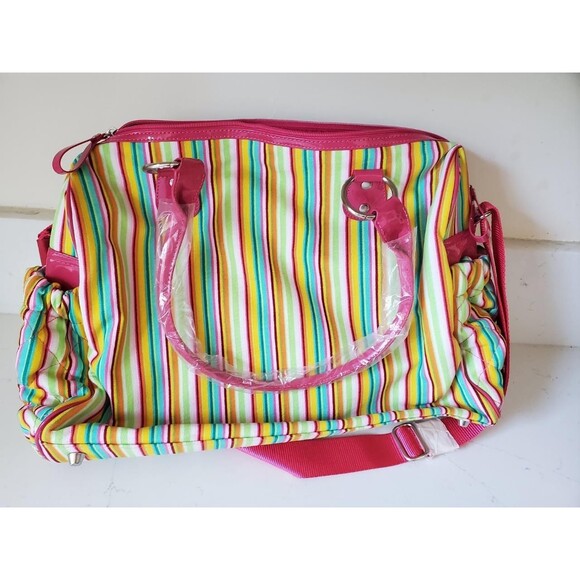 Oilily Diaper Baby Bag Multi Color Striped  with Changing Pad New - Picture 3 of 6